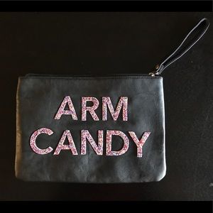 Faux leather “ARM CANDY” wristlet